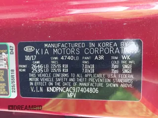 2018 Kia Sportage EX with VIN KNDPNCAC9J7404806, listed as a IAAI auction lot 41575137 with 62,261 mi miles and . Bid and sale history available at carsss.com. Image 9.