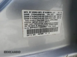 2013 Honda Ridgeline Sport with VIN 5FPYK1F77DB009641, listed as a Copart auction lot 63378875 with 115,828 mi miles and Salvage title. Bid and sale history available at DreamBid. Image 12.