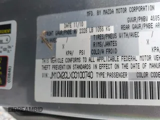 2012 Mazda 5 Touring with VIN JM1CW2CLXC0100740, listed as a IAAI auction lot 41918794 with 234,102 mi miles and . Bid and sale history available at DreamBid. Image 9.
