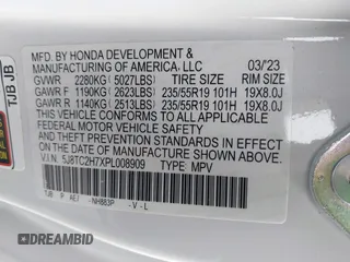 2023 Acura RDX w/Advance Package with VIN 5J8TC2H7XPL008909, listed as a IAAI auction lot 41802749 with 23,444 mi miles. Bid and sale history available at carsss.com. Image 9.