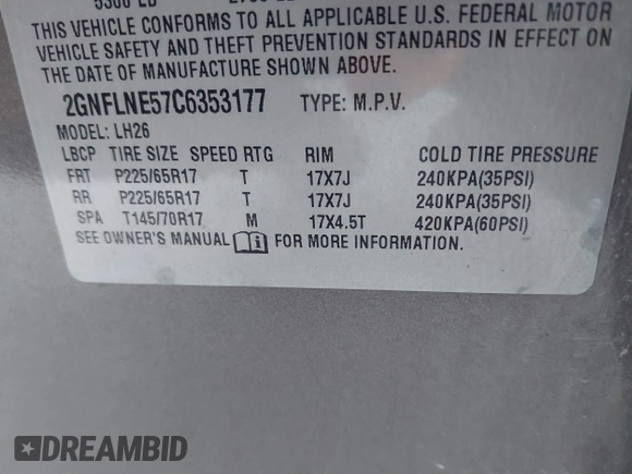 2012 Chevrolet Equinox LT w/2LT with VIN 2GNFLNE57C6353177, listed as a IAAI auction lot 41325005 with 227,581 mi miles. Bid and sale history available at carsss.com. Image 9.