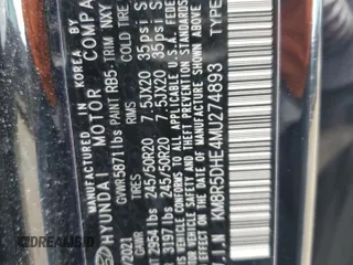 2021 Hyundai Palisade Limited z VIN KM8R5DHE4MU274893, wystawiony jako Copart lot #53147545 z przebiegiem 56 179 mil mil oraz Szkoda całkowita • Salvage title. Historia ofert i sprzedaży dostępna na DreamBid. Obrazek 15.
