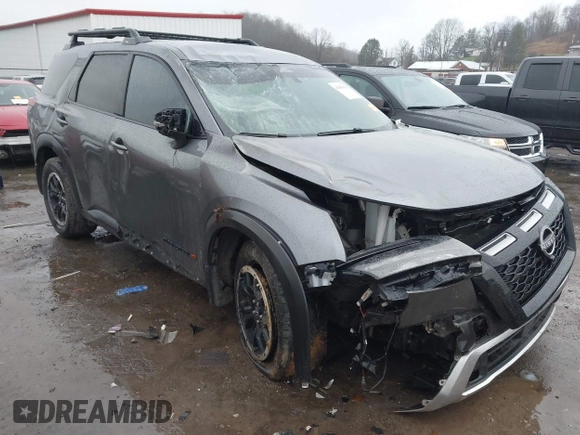 2023 Nissan Pathfinder Rock Creek with VIN 5N1DR3BD8PC275189, listed as a IAAI auction lot 41039839 with 50,058 mi miles and . Bid and sale history available at DreamBid. Image 1.