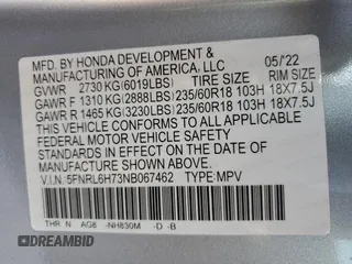 2022 Honda Odyssey EX-L z VIN 5FNRL6H73NB067462, wystawiony jako Copart lot #56568545 z przebiegiem 44 182 mil mil oraz Szkoda całkowita • Salvage title. Historia ofert i sprzedaży dostępna na DreamBid. Obrazek 14.