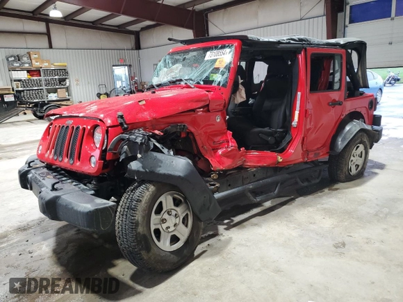 2018 Jeep Wrangler JK Unlimited Sport S with VIN 1C4BJWDG7JL849283, listed as a Copart auction lot 73108554 with 65,382 mi miles and Salvage Title. Bid and sale history available at carsss.com. Image 1.