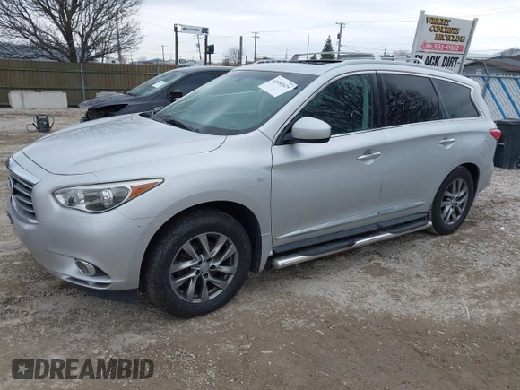 2014 Infiniti QX60 with VIN 5N1AL0MM1EC542752, listed as a IAAI auction lot 41682429 with 134,712 mi miles. Bid and sale history available at carsss.com. Image 22.