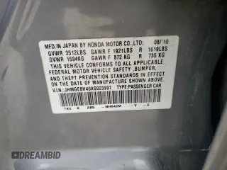 2010 Honda Fit Sport with VIN JHMGE8H40AS023997, listed as a Copart auction lot 53677065 with 105,302 mi miles and Salvage Title. Bid and sale history available at carsss.com. Image 12.