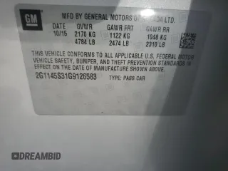 2016 Chevrolet Impala LTZ with VIN 2G1145S31G9126583, listed as a Copart auction lot 62377785 with 171,300 mi miles and Salvage title. Bid and sale history available at DreamBid. Image 12.