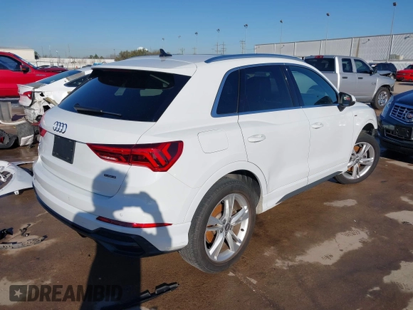 2020 Audi Q3 S line Premium Plus with VIN WA1EECF38L1089030, listed as a IAAI auction lot 41701530 with 28,283 mi miles and . Bid and sale history available at DreamBid. Image 4.
