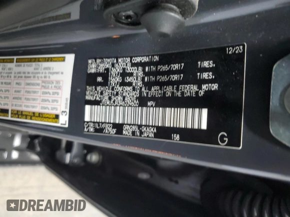 2024 Toyota 4Runner SR5 with VIN JTEMU5JR3R6239600, listed as a Copart auction lot 61255535 with 23,888 mi miles and Clean title. Bid and sale history available at DreamBid. Image 14.