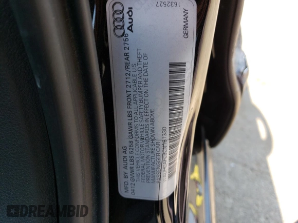 2012 Audi A6 Prestige with VIN WAUHGAFC9CN161330, listed as a Copart auction lot 63708745 with 163,299 mi miles and Salvage title. Bid and sale history available at DreamBid. Image 12.