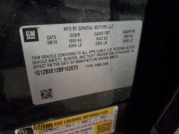 2011 Chevrolet Malibu 1LS with VIN 1G1ZB5E12BF162673, listed as a Copart auction lot 50515485 with 141,356 mi miles and Salvage Title. Bid and sale history available at DreamBid. Image 14.