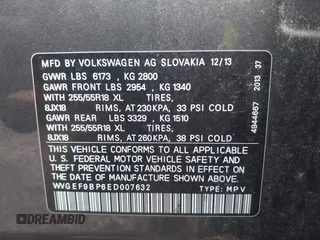 2014 Volkswagen Touareg Sport z VIN WVGEF9BP6ED007632, wystawiony jako IAAI lot #42183677 z przebiegiem 166 245 mil mil oraz . Historia ofert i sprzedaży dostępna na DreamBid. Obrazek 9.