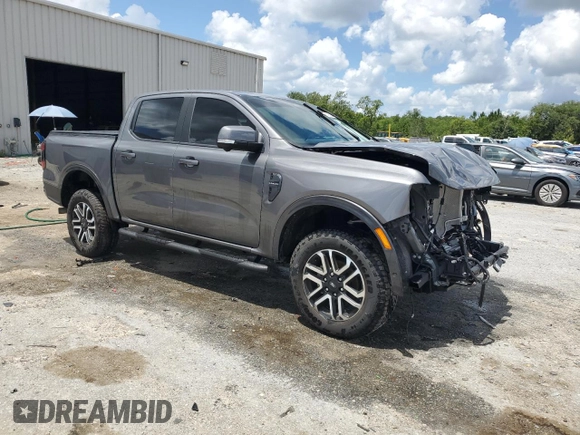 2024 Ford Ranger Lariat with VIN 1FTER4KH3RLE10731, listed as a Copart auction lot 60604675 with 8,566 mi miles and Salvage title. Bid and sale history available at DreamBid. Image 4.