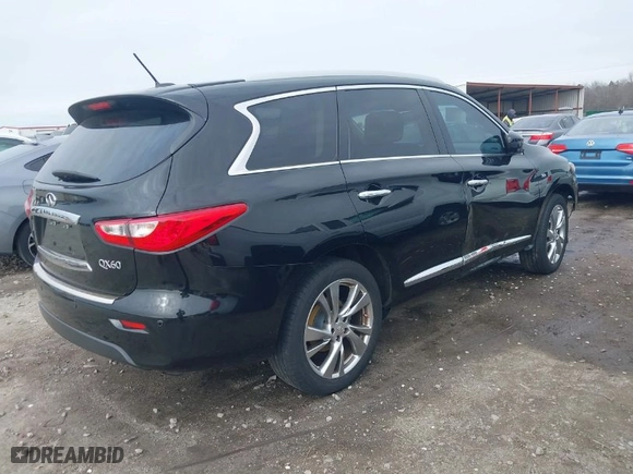 2014 Infiniti QX60 with VIN 5N1AL0MM3EC516833, listed as a IAAI auction lot 41227557 with 184,341 mi miles. Bid and sale history available at carsss.com. Image 4.