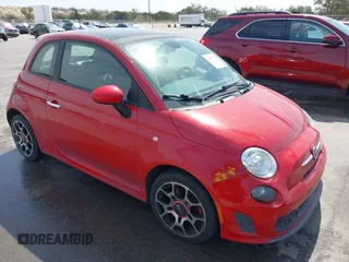 2015 FIAT 500 Turbo with VIN 3C3CFFHH2FT648125, listed as a IAAI auction lot 41835574 with 111,197 mi miles. Bid and sale history available at carsss.com. Image 1.