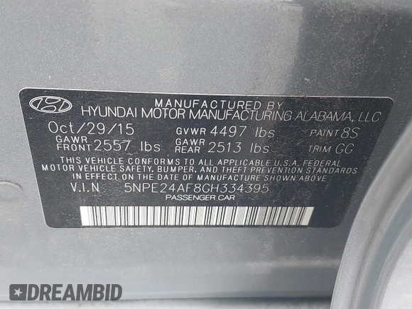 2016 Hyundai Sonata SE z VIN 5NPE24AF8GH334395, wystawiony jako IAAI lot #42333326 z przebiegiem 130 429 mil mil oraz . Historia ofert i sprzedaży dostępna na DreamBid. Obrazek 9.