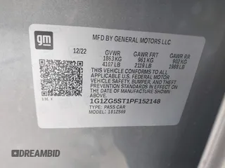 2023 Chevrolet Malibu RS with VIN 1G1ZG5ST1PF152148, listed as a IAAI auction lot 41726875 with 78,064 mi miles and . Bid and sale history available at DreamBid. Image 9.