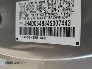 2004 Acura RSX z VIN JH4DC54834S007443, wystawiony jako Copart lot #55517855 z przebiegiem 188 768 mil mil oraz Szkody całkowita. Historia ofert i sprzedaży dostępna na DreamBid. Obrazek 12.