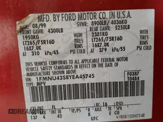 2000 Ford Excursion Limited с VIN 1FMNU43S8YEA45745, выставлен на аукционе Copart как лот 60571565 с пробегом 155 501 миль миль и Чистый • Clean title. История ставок и продаж доступна на DreamBid. Изображение 13.