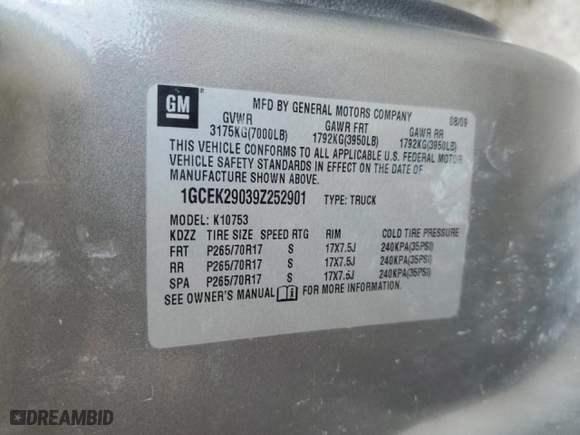 2009 Chevrolet Silverado 1500 LT with VIN 1GCEK29039Z252901, listed as a Copart auction lot 49188715 with 194,826 mi miles and Salvage Title. Bid and sale history available at carsss.com. Image 14.