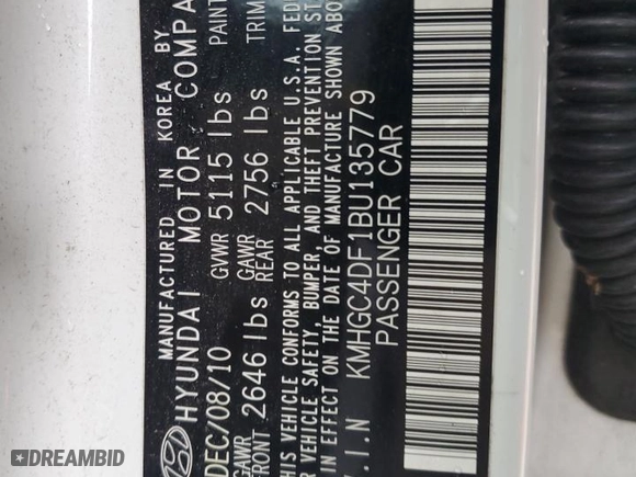 2011 Hyundai Genesis with VIN KMHGC4DF1BU135779, listed as a Copart auction lot 47365635 with 131,422 mi miles and Salvage Title. Bid and sale history available at carsss.com. Image 14.