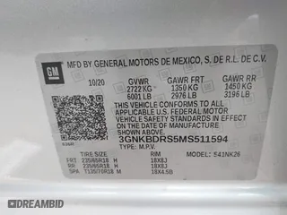 2021 Chevrolet Blazer LT with VIN 3GNKBDRS5MS511594, listed as a IAAI auction lot 41135245 with 73,304 mi miles. Bid and sale history available at carsss.com. Image 9.