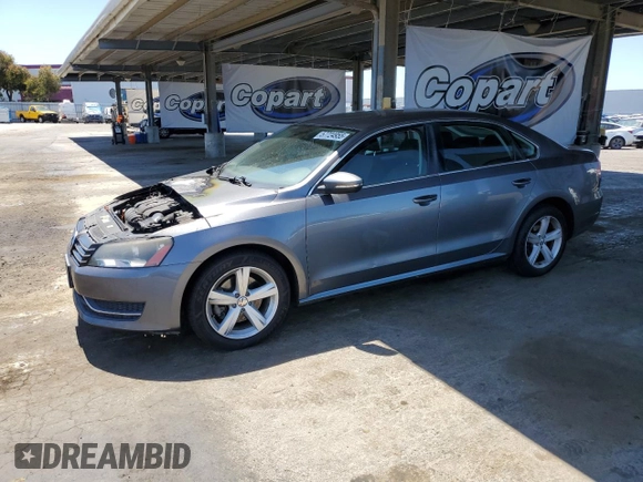 2012 Volkswagen Passat SE with VIN 1VWBP7A39CC019281, listed as a Copart auction lot 57724955 with Not provided miles and Salvage title. Bid and sale history available at DreamBid. Image 1.
