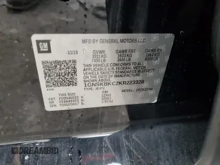 2019 Chevrolet Tahoe LT z VIN 1GNSKBKC2KR223328, wystawiony jako Copart lot #55530685 z przebiegiem 91 942 mil mil oraz Czysty tytuł • Clean title. Historia ofert i sprzedaży dostępna na DreamBid. Obrazek 13.