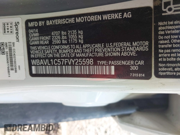 2015 BMW X1 xDrive28i z VIN WBAVL1C57FVY25598, wystawiony jako IAAI lot #41860463 z przebiegiem Nie podano mil oraz . Historia ofert i sprzedaży dostępna na DreamBid. Obrazek 9.