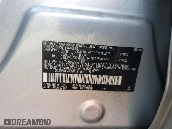 2018 Toyota RAV4 XLE with VIN 2T3RFREV6JW815119, listed as a Copart auction lot 49270895 with 109,427 mi miles and Salvage Title. Bid and sale history available at carsss.com. Image 13.