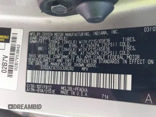 2005 Toyota Sienna CE with VIN 5TDZA23C55S308260, listed as a IAAI auction lot 42541857 with 222,242 mi miles and . Bid and sale history available at DreamBid. Image 9.