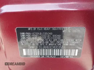 2012 Subaru Impreza Limited с VIN JF1GJAH60CH003583, выставлен на аукционе IAAI как лот 42128434 с пробегом 195 444 миль миль и . История ставок и продаж доступна на DreamBid. Изображение 9.