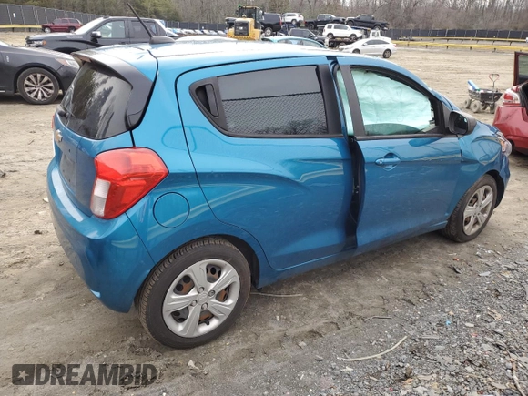 2020 Chevrolet Spark LS with VIN KL8CB6SA4LC404267, listed as a Copart auction lot 44108435 with Not Provided miles and Salvage Title. Bid and sale history available at DreamBid. Image 3.