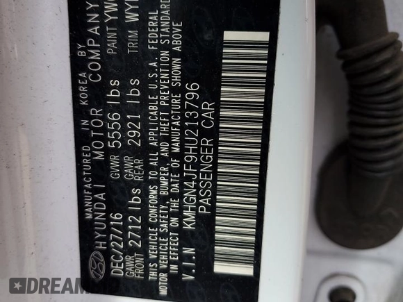 2017 Genesis G80 Ultimate z VIN KMHGN4JF9HU213796, wystawiony jako Copart lot #51531425 z przebiegiem 112 723 mil mil oraz Szkody całkowita. Historia ofert i sprzedaży dostępna na DreamBid. Obrazek 12.