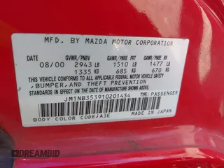 2001 Mazda MX-5 Miata z VIN JM1NB353910201434, wystawiony jako IAAI lot #41817576 z przebiegiem 209 104 mil mil oraz . Historia ofert i sprzedaży dostępna na DreamBid. Obrazek 9.
