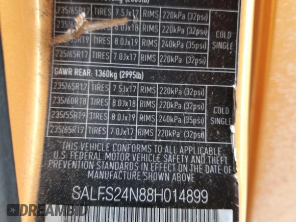 2008 Land Rover LR2 SE z VIN SALFS24N88H014899, wystawiony jako Copart lot #43229995 z przebiegiem 175 499 mil mil oraz Szkoda całkowita • Salvage title. Historia ofert i sprzedaży dostępna na DreamBid. Obrazek 16.