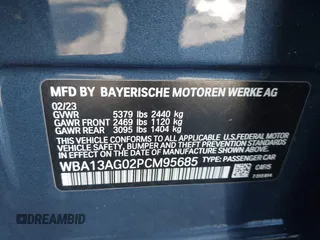 2023 BMW 5 Series 530e z VIN WBA13AG02PCM95685, wystawiony jako IAAI lot #41403195 z przebiegiem Nie podano mil oraz . Historia ofert i sprzedaży dostępna na DreamBid. Obrazek 9.