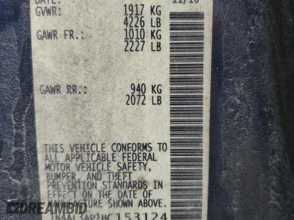 2017 Nissan Altima SR with VIN 1N4AL3AP1HC153124, listed as a Copart auction lot 41906585 with 144,077 mi miles and Salvage Title. Bid and sale history available at DreamBid. Image 14.