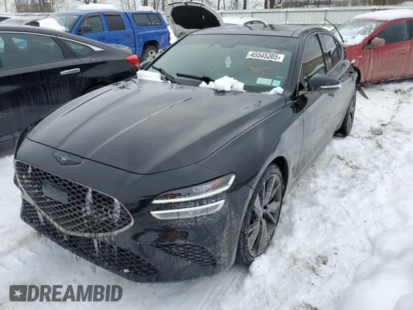 2023 Genesis G70 3.3T with VIN KMTG54TE5PU122081, listed as a Copart auction lot 45545305 with 17,674 mi miles and Salvage Title. Bid and sale history available at DreamBid. Image 1.