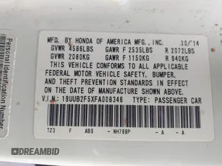 2015 Acura TLX Technology with VIN 19UUB2F5XFA008346, listed as a IAAI auction lot 41833708 with 126,586 mi miles and . Bid and sale history available at DreamBid. Image 9.