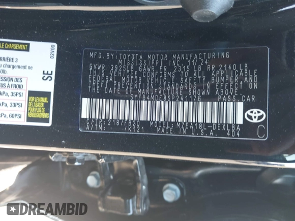 2025 Toyota Corolla LE z VIN 5YFB4MDE8SP241176, wystawiony jako IAAI lot #41316242 z przebiegiem 2063 mil mil oraz . Historia ofert i sprzedaży dostępna na DreamBid. Obrazek 9.