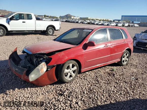 2007 Kia Spectra with VIN KNAFE161175005560, listed as a Copart auction lot 42368135 with 190,987 mi miles and Salvage Title. Bid and sale history available at carsss.com. Image 1.