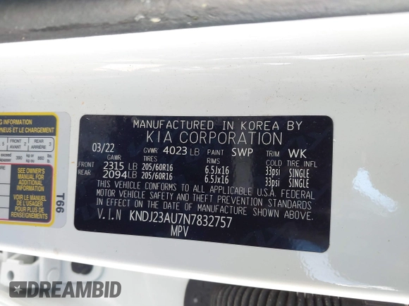 2022 Kia Soul LX with VIN KNDJ23AU7N7832757, listed as a IAAI auction lot 41772864 with 78,499 mi miles. Bid and sale history available at carsss.com. Image 9.