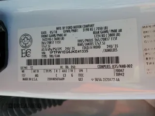 2018 Ford F-150 XL with VIN 1FTFW1EG6JKE41335, listed as a Copart auction lot 53473855 with 138,113 mi miles and Salvage title. Bid and sale history available at DreamBid. Image 12.