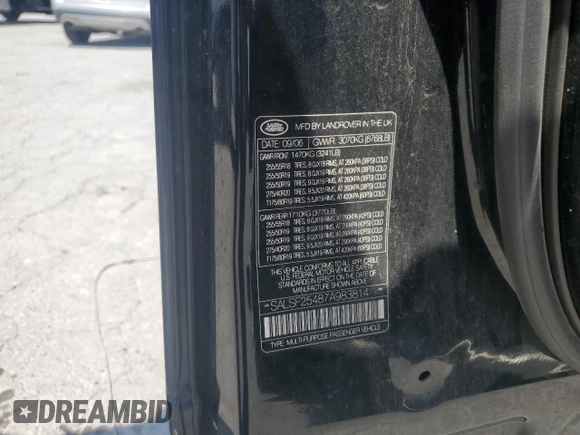 2007 Land Rover Range Rover Sport HSE with VIN SALSF25487A983814, listed as a Copart auction lot 53073785 with 189,850 mi miles and Salvage Title. Bid and sale history available at DreamBid. Image 15.