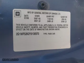2000 Chevrolet Impala with VIN 2G1WF52K2Y9136970, listed as a IAAI auction lot 41811776 with 258,152 mi miles. Bid and sale history available at carsss.com. Image 9.