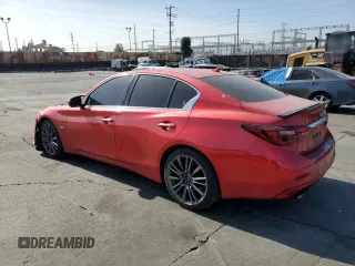 2020 Infiniti Q50 Red Sport 400 with VIN JN1FV7AP3LM630210, listed as a Copart auction lot 41796535 with 54,587 mi miles and Salvage title. Bid and sale history available at DreamBid. Image 2.
