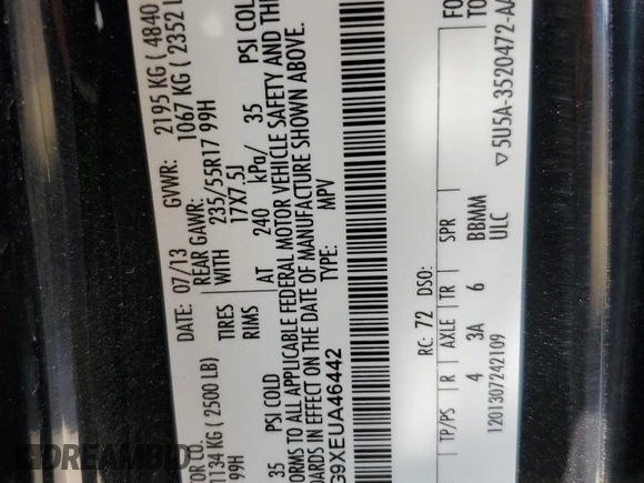 2014 Ford Escape SE with VIN 1FMCU9G9XEUA46442, listed as a Copart auction lot 52608975 with 280,355 mi miles and Salvage Title. Bid and sale history available at carsss.com. Image 13.