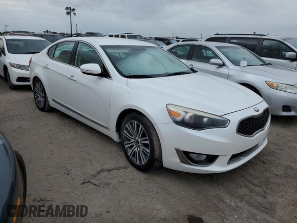 2014 Kia Cadenza Premium with VIN KNALN4D77E5145038, listed as a Copart auction lot 75134194 with 0 mi miles and Salvage Title. Bid and sale history available at carsss.com. Image 4.
